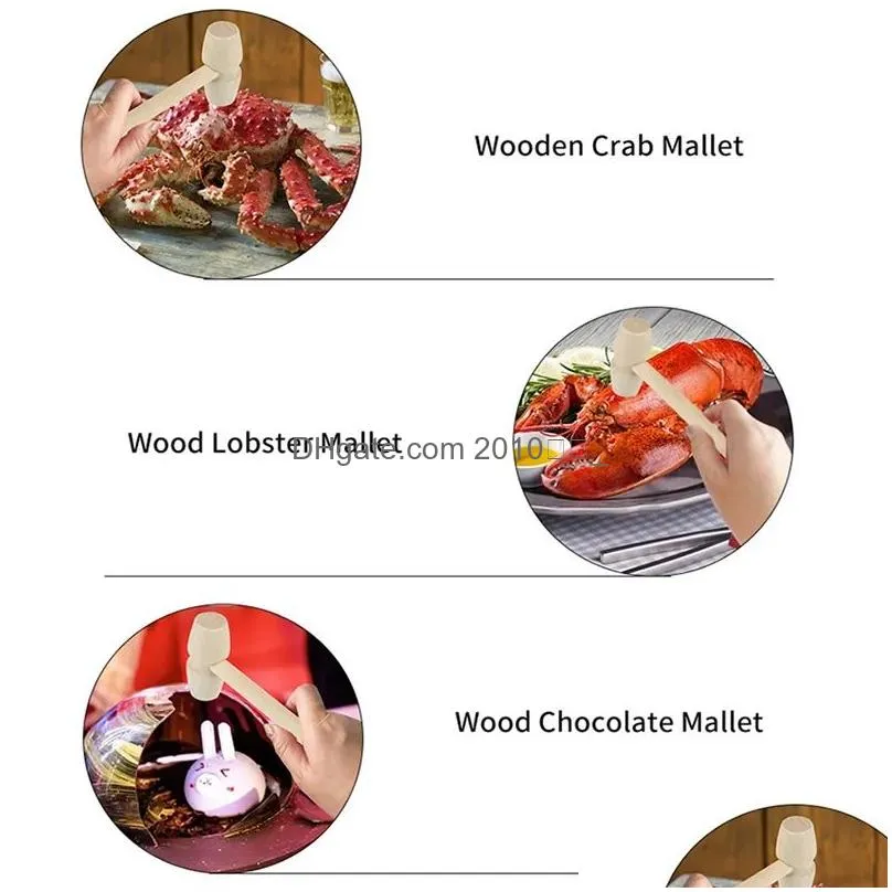 mini wooden hammer seafood lobster crab leather crafts jewelry chocolate shellfish wood mallets hammers baking tools kids toys