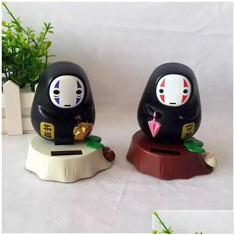 interior decorations car hanging ornaments no face man shaking head toy solar power cute figures office home accessories t221215 dro