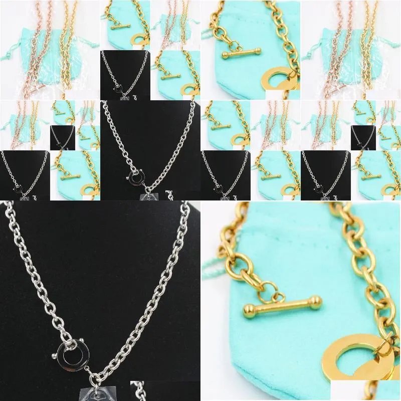 stainless steel square link chain necklaces for women toggle clasp ot buckle choker collar hip hop heart necklace jewelry