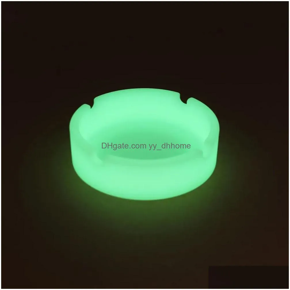 silicone noctilucent ashtrays soft portable pocket round ashtray shatterproof anti-scalding cigar ashtray home cigarette