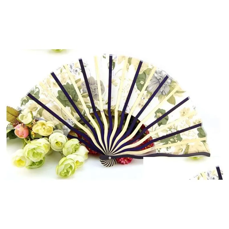 plum blossom flower print folding hand fans hollow out folding fans dance party pocket gifts wedding decor