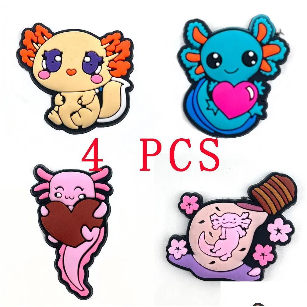 shoe parts accessories 1pc cute animal axolotl charms buckle design diy garden fit for clog sandal party birthday gifts drop delivery