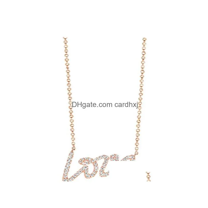 Pendant Necklaces Charm Gift 100% 925 Sier Love And Key Cross Pendant Necklace Rose Gold White Jewelry Match World Fit Jewelry3917441 Dhoyx