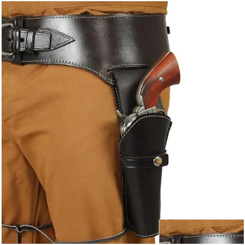 other event party supplies old wild west double gun revolver belt holster western style leather rig loop outlaw  gunfighter p