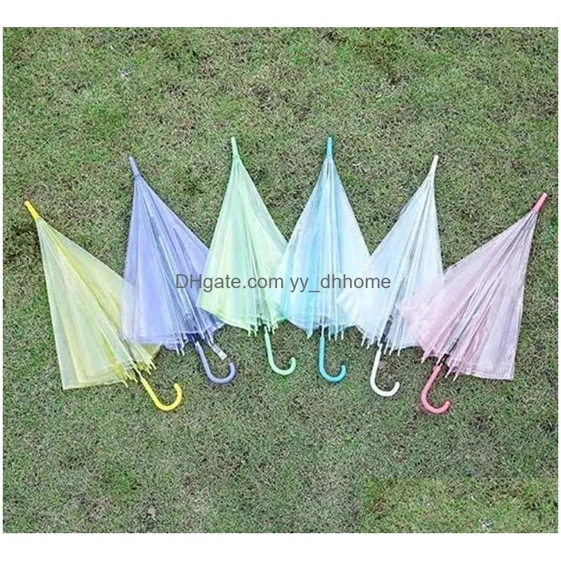 clear transparent rain umbrella pvc rain dome bubble rain sun shade long handle straight stick umbrella