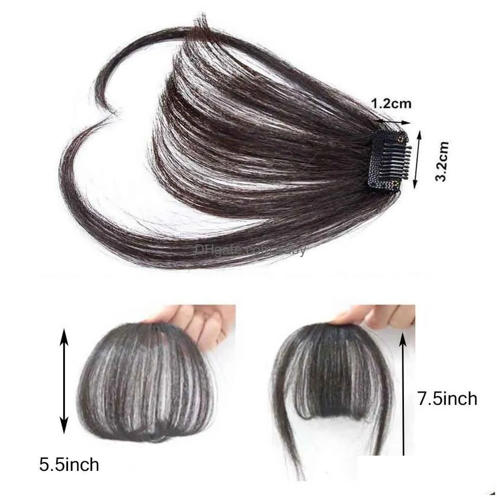 100 human hair bangs hand tied hair fringe hairpiece clip in air bangs with temple for women6494420