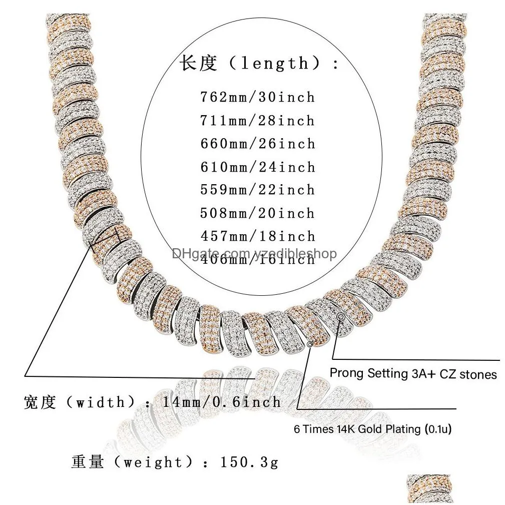 hip hop 14mm thick cuban link chain iced out zircon mens rapper copper jewelry wholesale heavy necklace