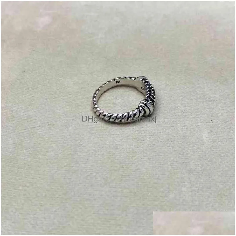 Band Rings Fashion Jewelry Designer Diamond Black White Ring Rings Womens Mens High Quality Platinum Plated305N Jewelry Ring Dhoyr