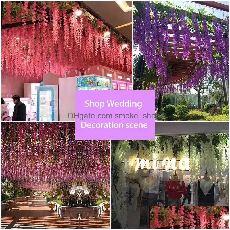 artificial ivy flowers silk flower wisteria vine flower rattan for wedding centerpieces decorations bouquet garland home ornament