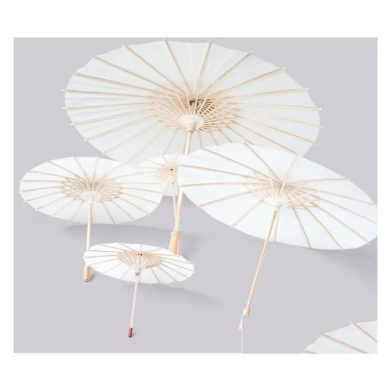 2021 bridal wedding parasols white paper umbrellas chinese mini craft umbrella 4 diameter20 30 40 60cm