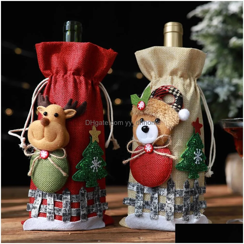 christmas wine bottle cover merry christmas decor for home christmas snowman table decor xmas gift happy year navidad