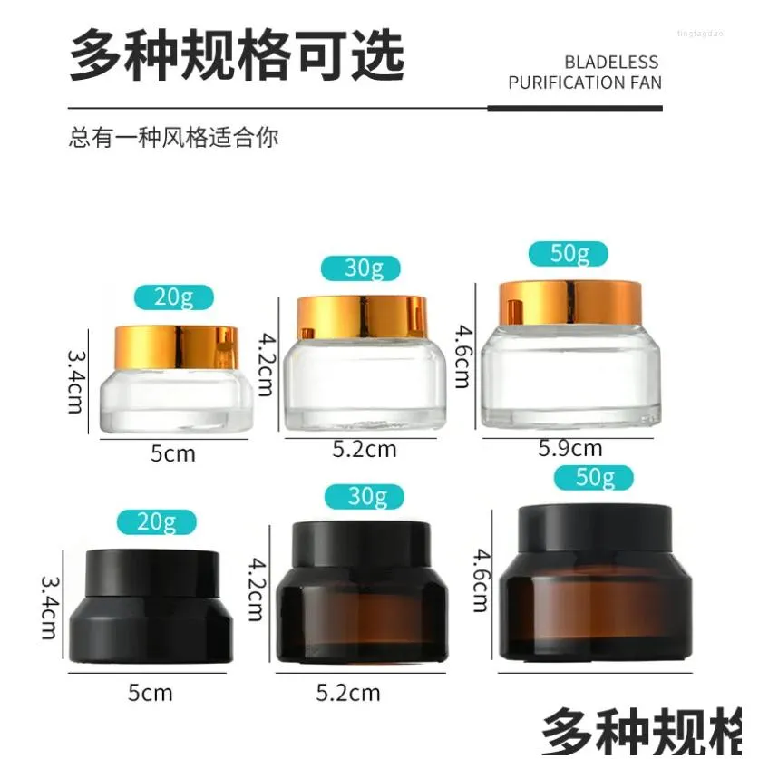 Storage Bottles Cosmetic Jar 15g-50g Face Cream Glass Bottle Mini Container Empty Nail Glue Travel Makeup