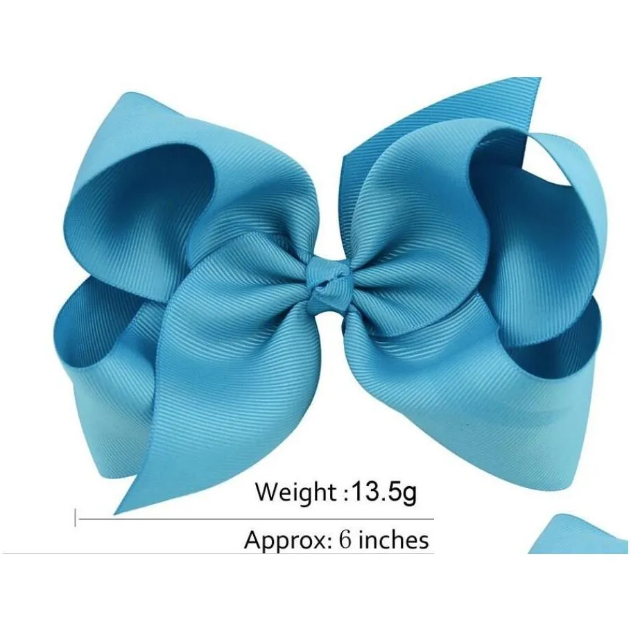 40 color 6 inch boutique solid ribbon grosgrain hair bow with clips for kids girls handmade hair accessories