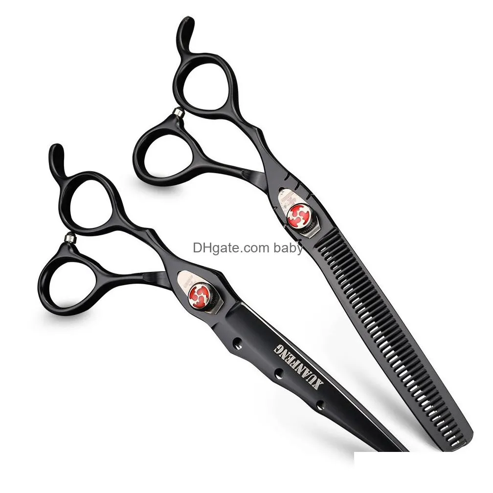 xuanfeng 7 inch left hand professional hairdressing scissors japan 440c cutting thinning scissors shear set barber salon tools3089287