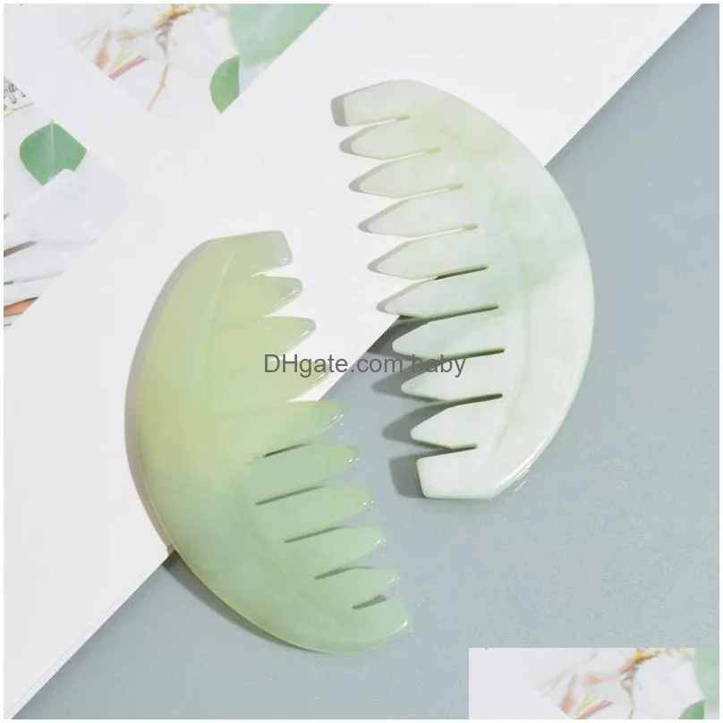 nature jade comb massage spa head therapy treatment on gua sha board scalp massager hair brushes4969604