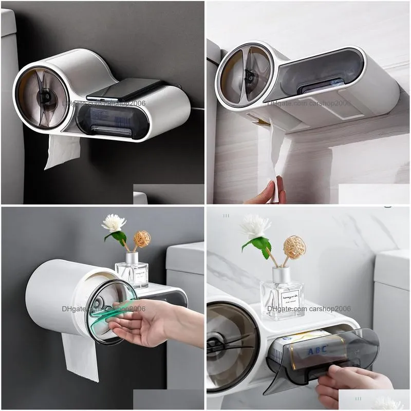 toilet paper holders multifunctional waterproof towel holder punch- wall-mounted roll storage rack multi-function