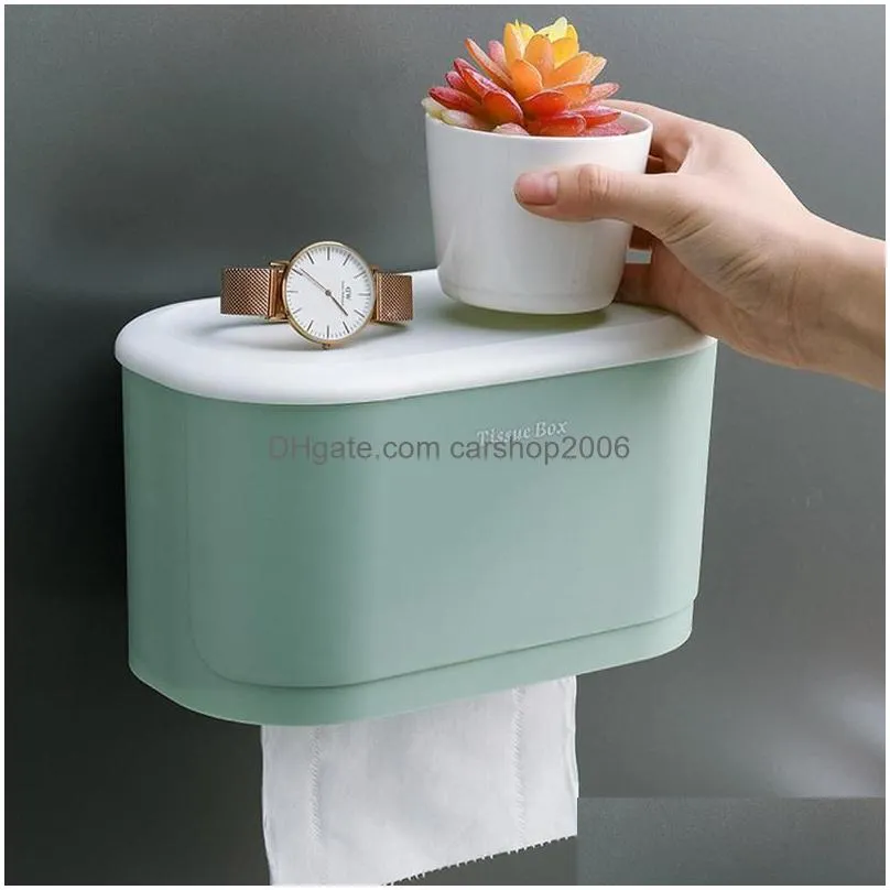toilet paper holders wall mounted box punch- tissue storage waterproof kitchen roll holder bathroom supplies