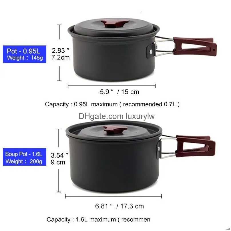 Camp Kitchen Camp Kitchen Widesea Cam Cookware Set Outdoor Pot Tableware Kit Cooking Water Kettle Pan Travel Cutlery Utensils Hiking P Dhc8W