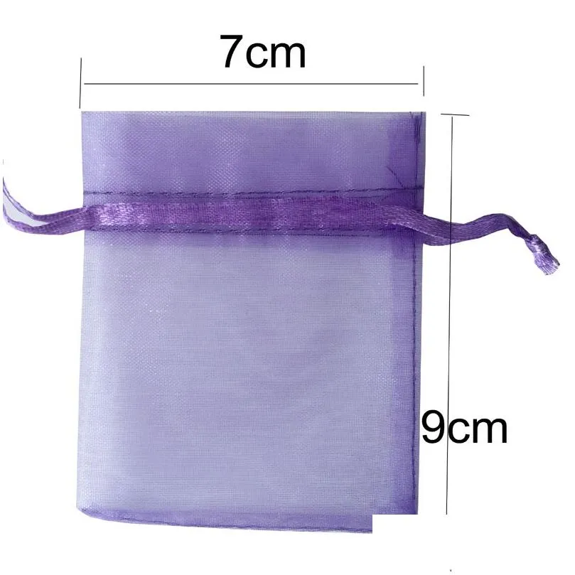  7x9cm premium organza wedding favour gift bags jewelry pouches bundle pockets pure yarn bag 100pcs lot candy bags