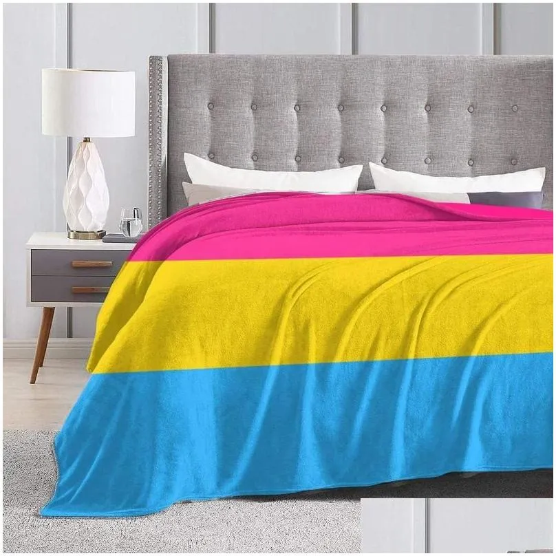 Blankets Blankets A Panual Pan Pride Flag Lgbt Fl Fleece Throw Cloak Wearable Blanket Flannel Fluffy Comforter Quilt Nursery Bedroom H Dhac4