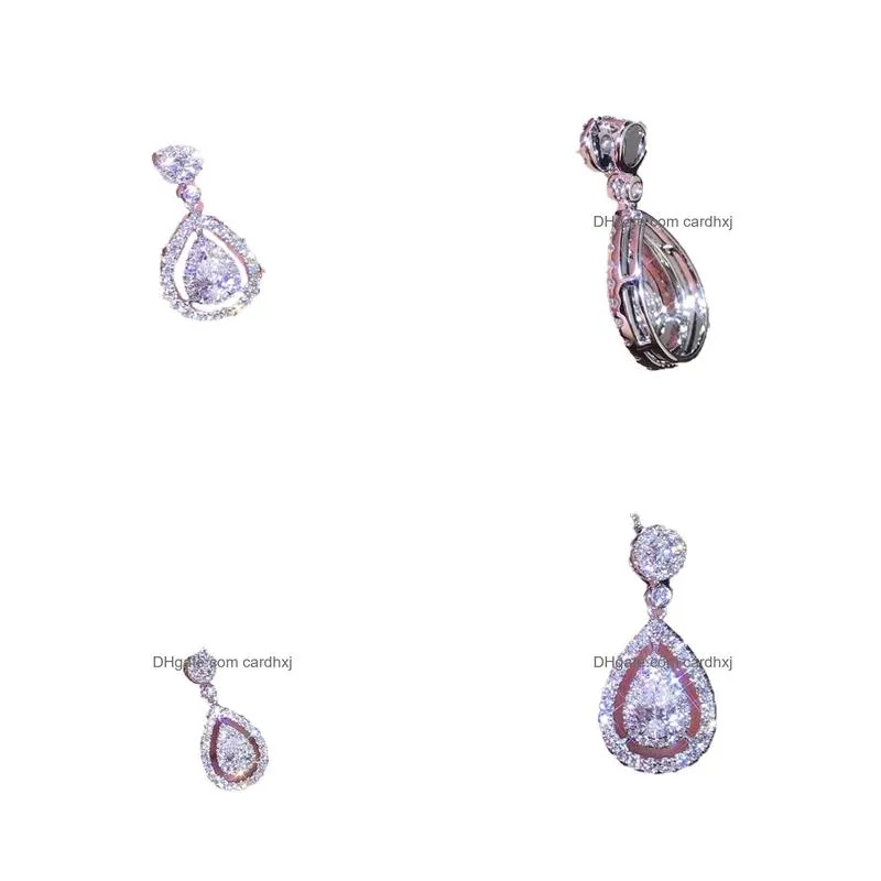 Pendant Necklaces New Victoria Sparkling Luxury Jewelry 925 Sterling Sierrose Gold Fill Drop Water White Topaz Pear Cz Diamond Women P Dhxbh