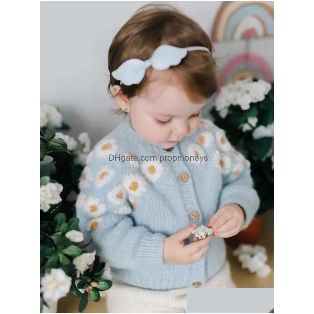 Cardigan Cardigan Little Maven Baby Girls Sweater Lovely Light Blue Casual Clothes Autumn Children Pretty Coat For Kids 2-7 Year Baby, Dhh75