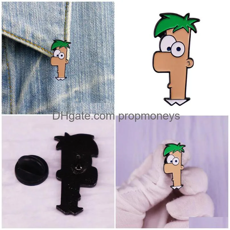 Cartoon Accessories Cartoon Tv Show Phineas And Ferb Enamel Pin Green Hair Boy Brooch Baby, Kids Maternity Cartoon Products Dhjok