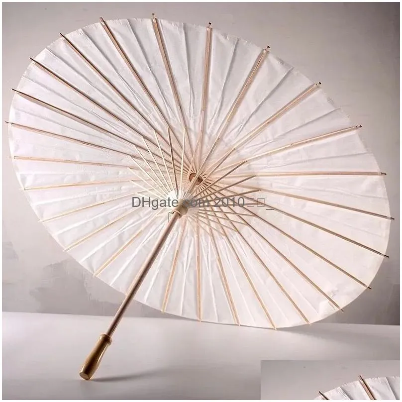 60pcs bridal wedding parasols white paper umbrellas beauty items chinese mini craft umbrella diameter 52cm