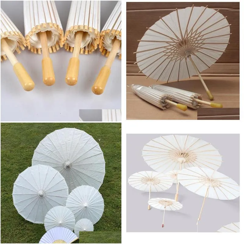 2021 bridal wedding parasols white paper umbrellas chinese mini craft umbrella 4 diameter20 30 40 60cm