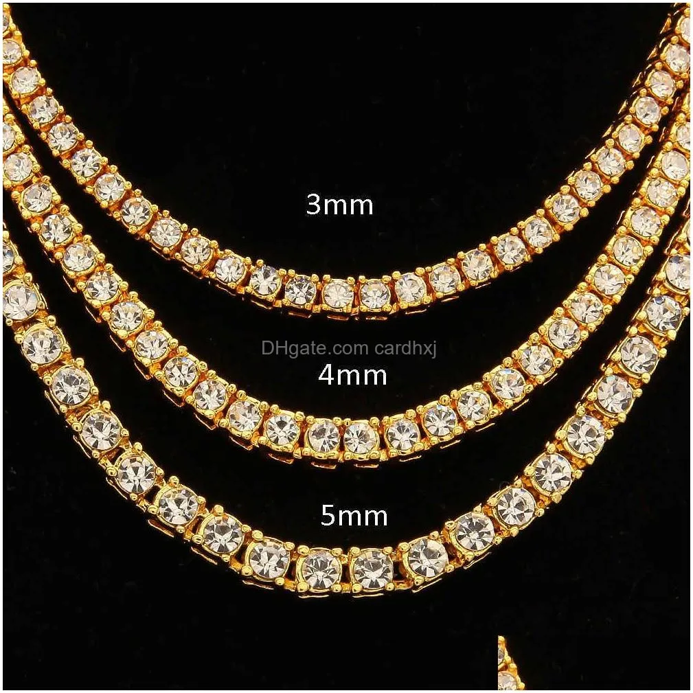 Pendant Necklaces Hiphop 18K Gold Iced Out Diamond Chain Necklace Cz Tennis For Men And Women4524918 Jewelry Necklaces Pendants Dhdi7