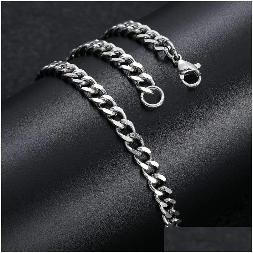 Chains Mens Gold Chains Necklaces Stainless Steel Cuban Link Chain Titanium Black Sier Hip Hop Necklace Jewelry M Jewelry Necklaces Pe Dhgx9