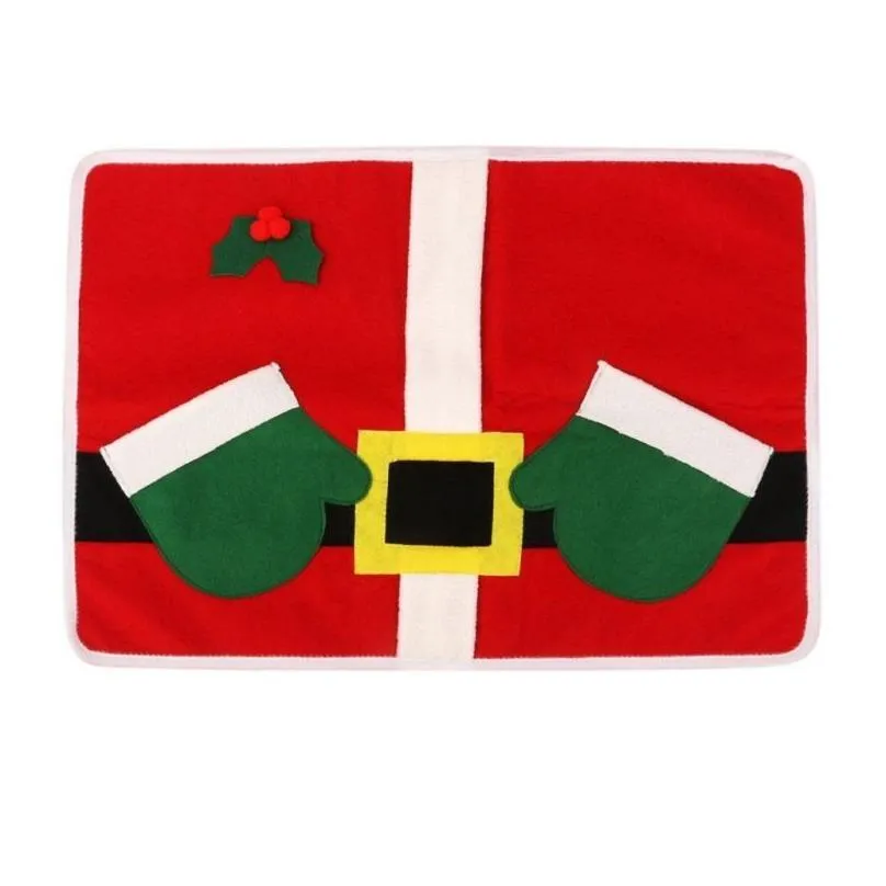 Mats & Pads Mats Pads Wholesale- Christmas Placemat Santa Tableware Holder Pocket Kitchen Dinner Cutlery Bag Party Xmas Table Decorati Dhwa2