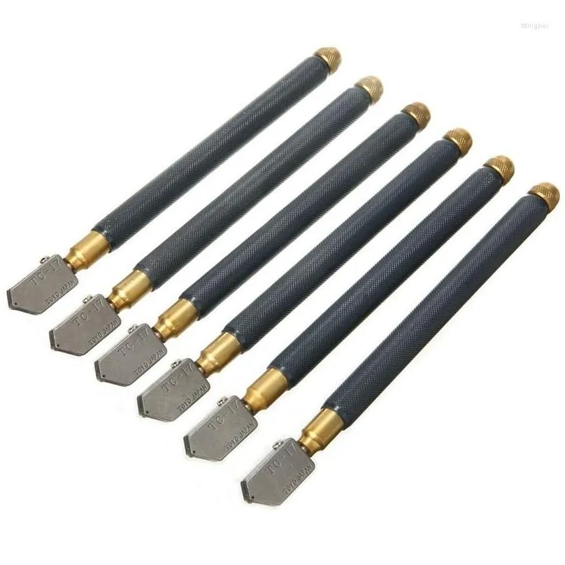 wholesale 6Pcs TC-17 Oil Glass Cutter Metal Handle Diamond Straight Head Cutting Tool Pack