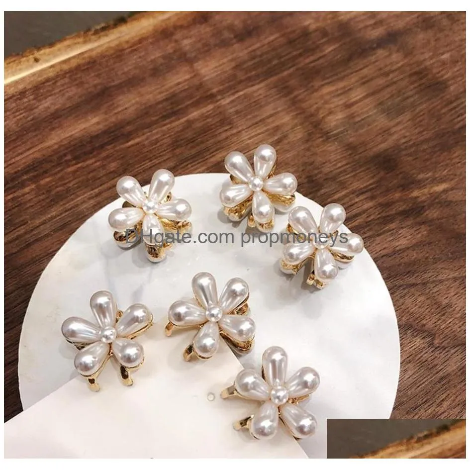 Hair Accessories Daisy Pearl Hair Clips Mini Elegant Metal Plastic Side Clip Claws Women Girl White Make Up Hairpin Jewelry Accessorie Dhjik