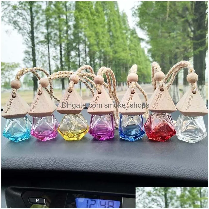 car perfume bottle pendant  oil diffuser 9 colors bag clothes ornaments air freshener pendants empty glass bottles