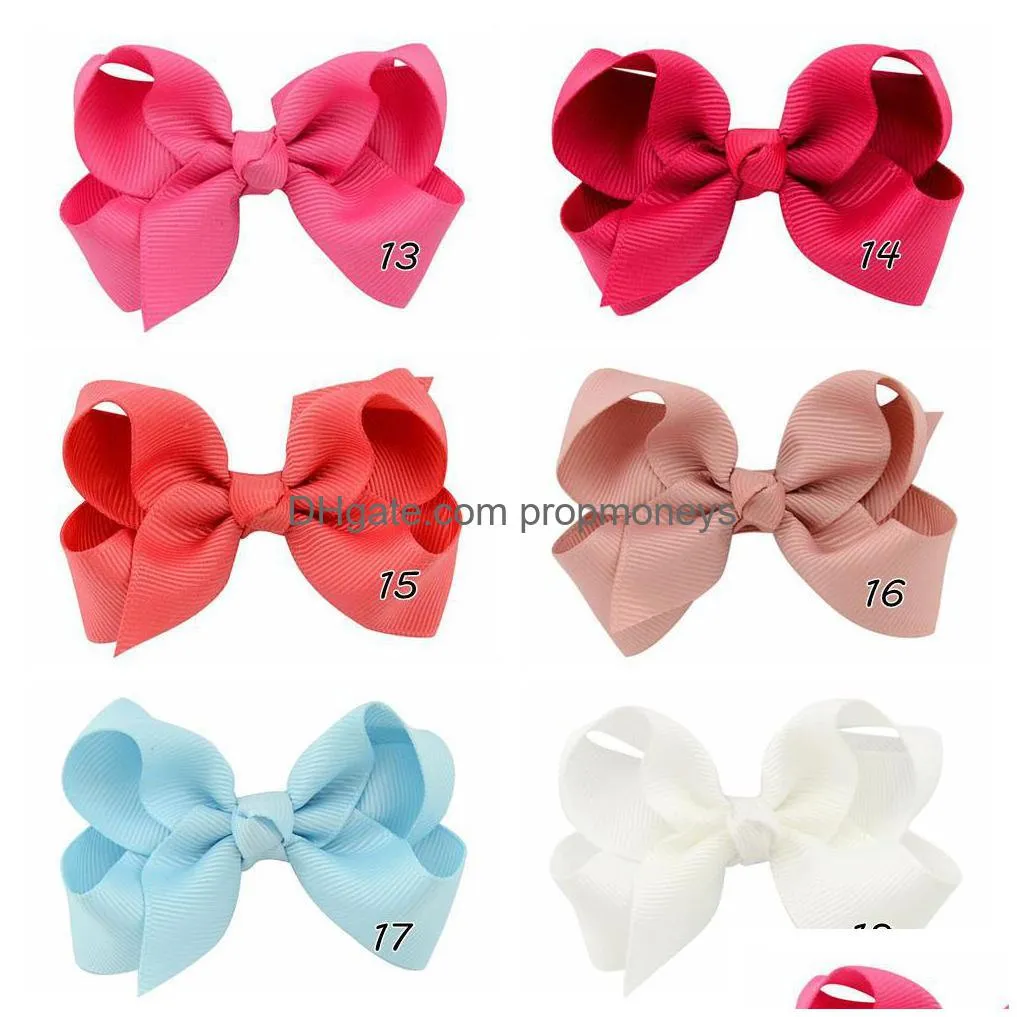 Hair Accessories Hair Bows Hairpins Korean 3 Inch Grosgrain Ribbon Hairbows Baby Girl Accessories With Clip Boutique Ties 20 Colors Ba Dhjkp