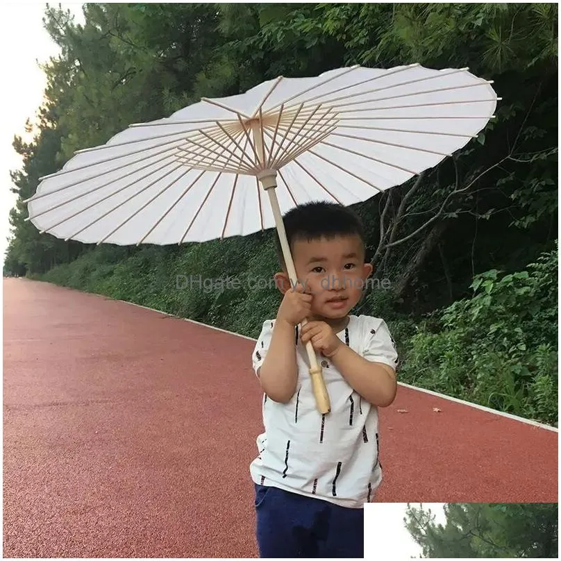 60pcs bridal wedding parasols white paper umbrellas beauty items chinese mini craft umbrella diameter 52cm