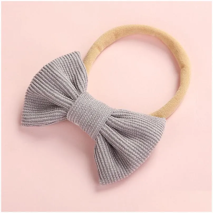  hand tied corduroy bows headband or hair clips girls fabric bow nylon baby headbands kids children headwear