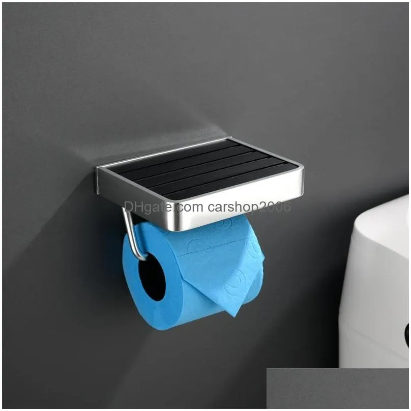 toilet paper holders aluminum holder black mirror tissue rack wall mounted bathroom kitchen roll hook modern hanger