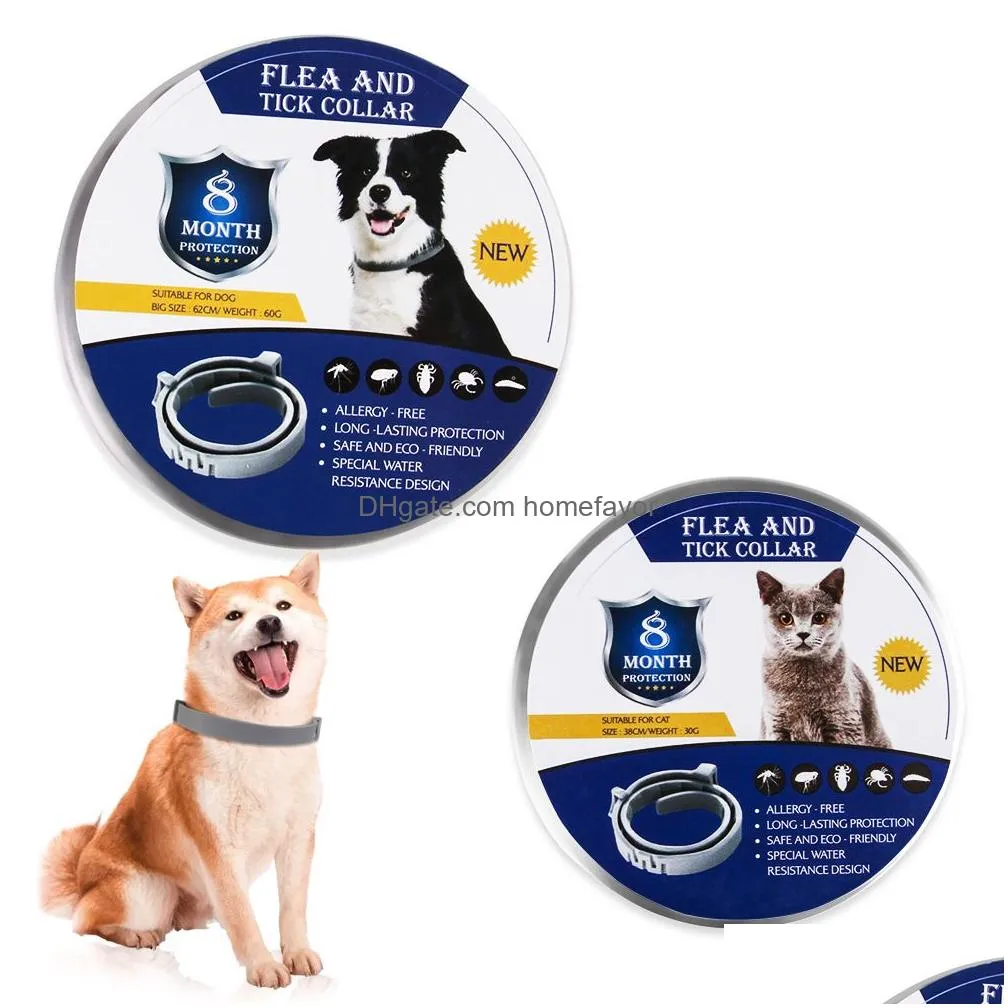 flea and tick collar for dog cat pet safe natural ingredient protection anti-mosquito insect repellent 8 month prevention collars adjustable one size fits