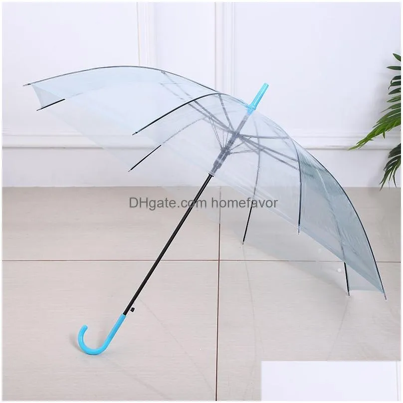 transparent clear umbrella dance performance long handle rainbow evc umbrellas beach wedding self-opening umbrella for men women kids