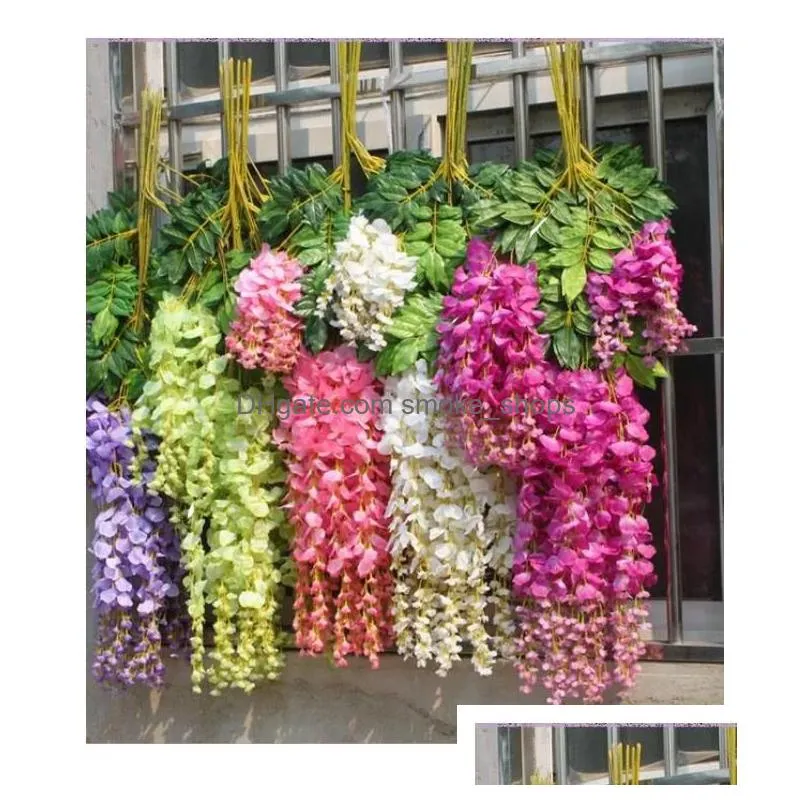 artificial ivy flowers silk flower wisteria vine flower rattan for wedding centerpieces decorations bouquet garland home ornament