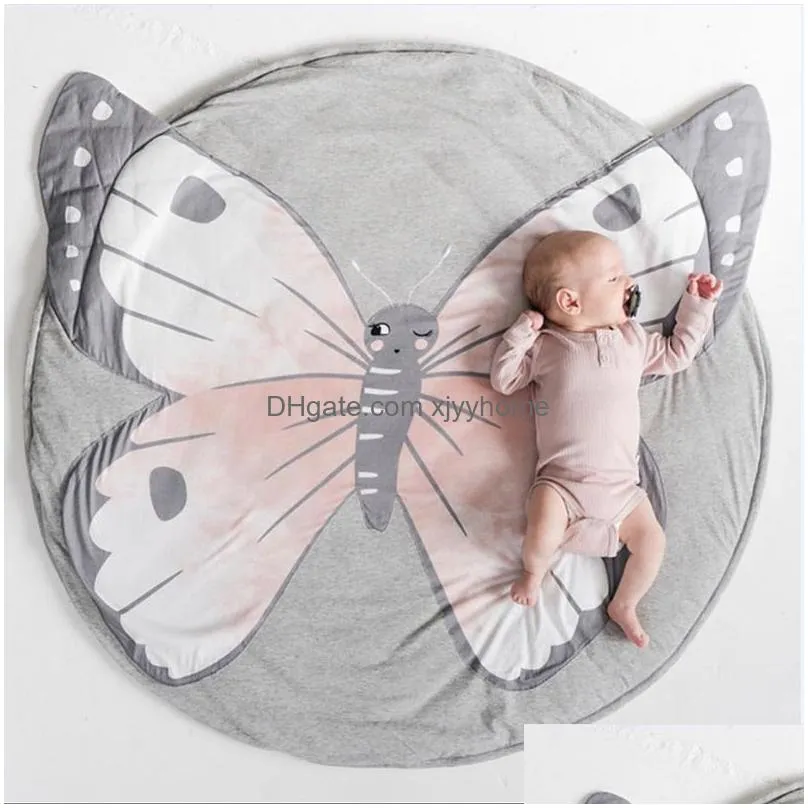 Carpets Ins New Baby Play Mats Kid Cling Carpet Floor Rug Bedding Butterfly Blanket Cotton Game Pad Children Room Decor 3D Rugs6941758 Dhrc1