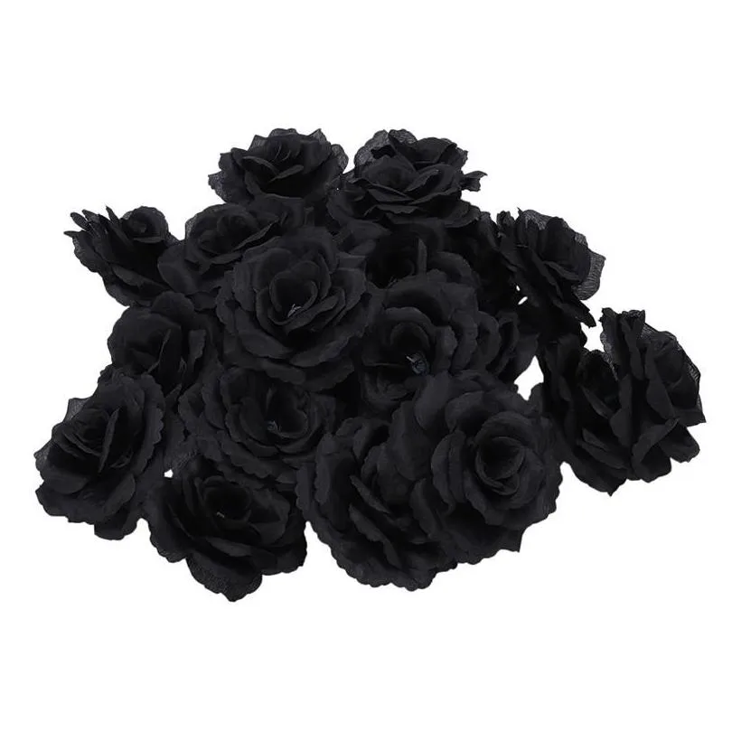 Pcs Black Rose Artificial Silk Flower Party Wedding House Office Garden Decor DIY Decorative Flowers & Wreaths