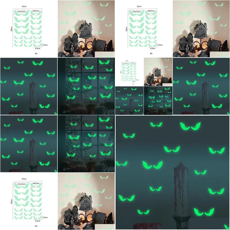 Wall Stickers Wall Stickers 2022 Glowing In The Dark Eyes Glass Sticker Party Festival Halloween Decoration Decals Luminous Home Ornam Dhh8L