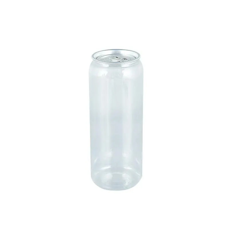 transparent tumblers juice coffee beverage soda bottle pet plastic can with lid empty bottles