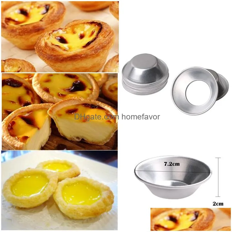 egg tart molds tiny pie tartlets dessert mold aluminum pans tin puto cup bakeware cake cookie mold round resuable nonstick baking tools