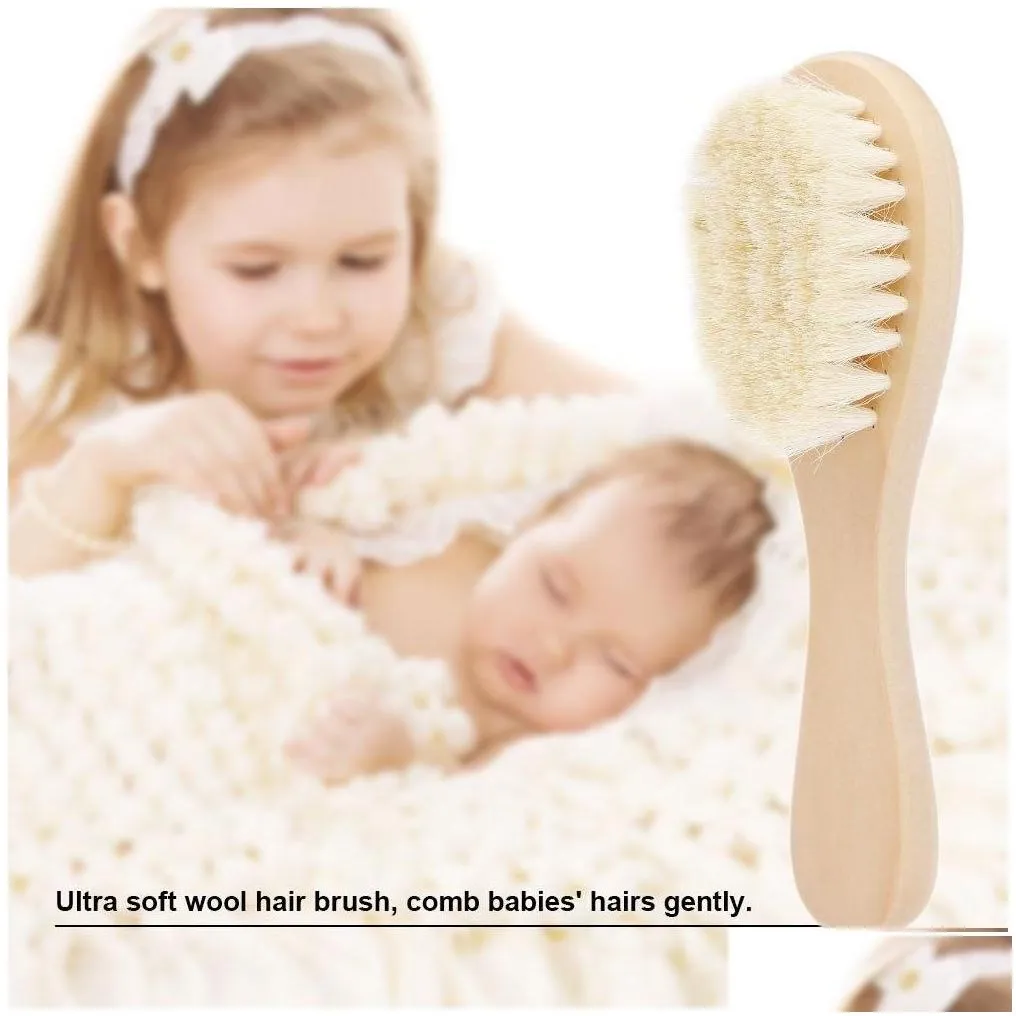 hair brushes baby brush comb wooden handle born child hairbrush infant soft wool scalp mas drop delivery products care styling