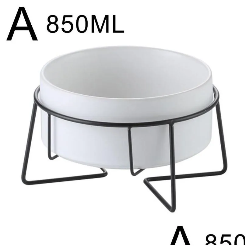 cat bowls feeders ceramic raised bowl pet food with metal stand protect cervical spine feeding or water dfk889