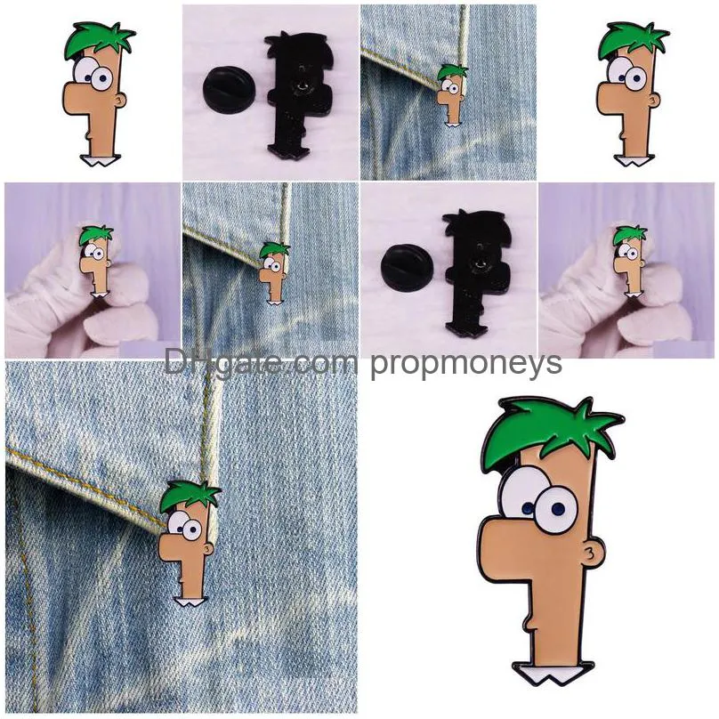 Cartoon Accessories Cartoon Tv Show Phineas And Ferb Enamel Pin Green Hair Boy Brooch Baby, Kids Maternity Cartoon Products Dhjok